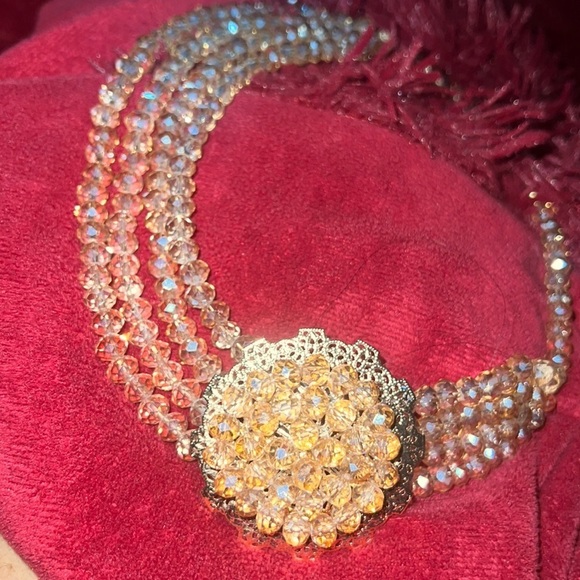 Fashion Hand crafted Multi Layered Crystal glass Beaded  Necklace - Picture 3 of 17